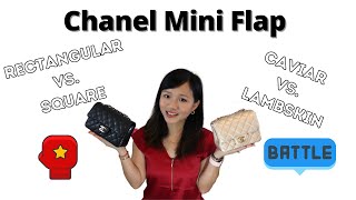 Chanel Mini Flap Rectangular vs. Square, Caviar vs. Lambskin, What Fits, Mod Shots & Comparison