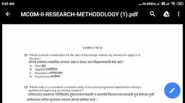 #mcom part 2 idol students research methodology mcq