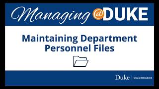 Managing Department Personnel Files