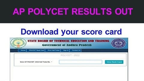 AP Polycet results 2022 OUT / How to download AP Polycet rank card