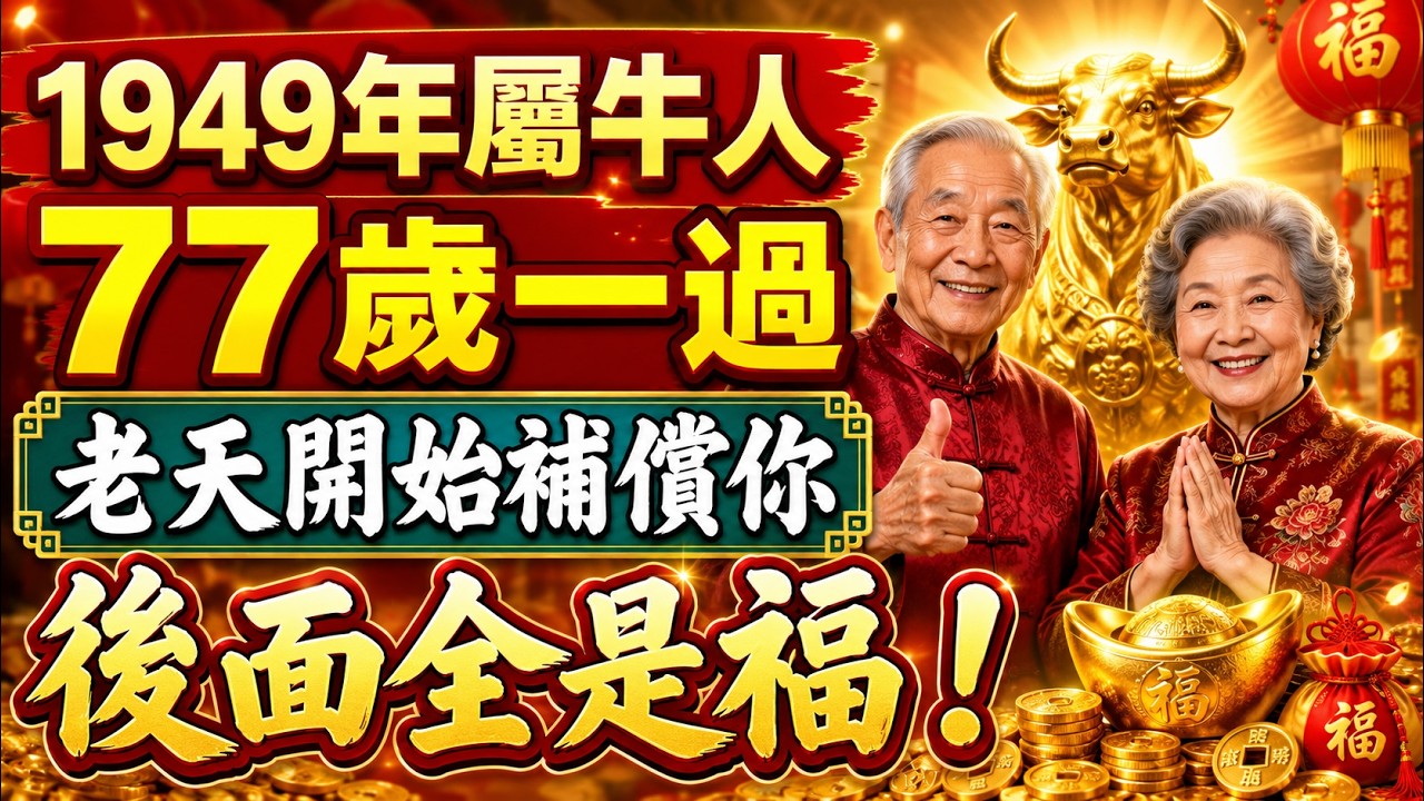 1949年屬牛人注意！熬過77歲這一關，人生將出現3大變化，晚年福氣真的來了！#生肖牛 #屬牛 #1949年屬牛 #己丑牛 #屬牛運勢 #生肖運勢 #晚年運勢 #晚年福氣 #家宅運 #健康運 #易經 縮圖