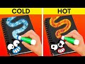 HOT vs COLD Doodles || 24 HOURS Challenge By Doodland