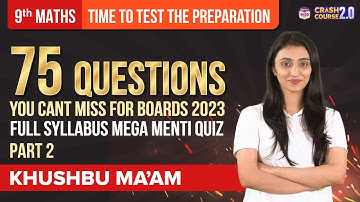 Complete MATHS Mega Menti Quiz (Part 2) Mission 95%+ in Maths🎯 Class 9 Maths | BYJU