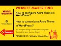 How to customize a Astra Theme in WordPress | How to configure an Astra theme in WordPress | #Astra