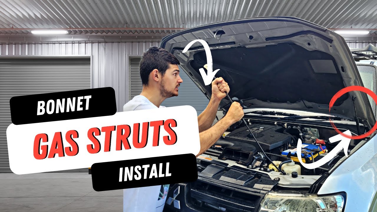 EASIEST BONNET GAS STRUTS INSTALL ON PAJERO - YouTube