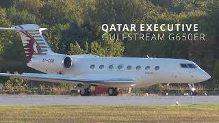 QATAR EXECUTIVE | GULFSTREAM G650ER UP CLOSE DEPARTURE FROM WINDSOR INTERNATIONAL AIRPORT.