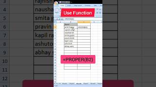Excel PROPER Function | Name ko Proper Case me Convert Kare 🔥 #excel #shorts