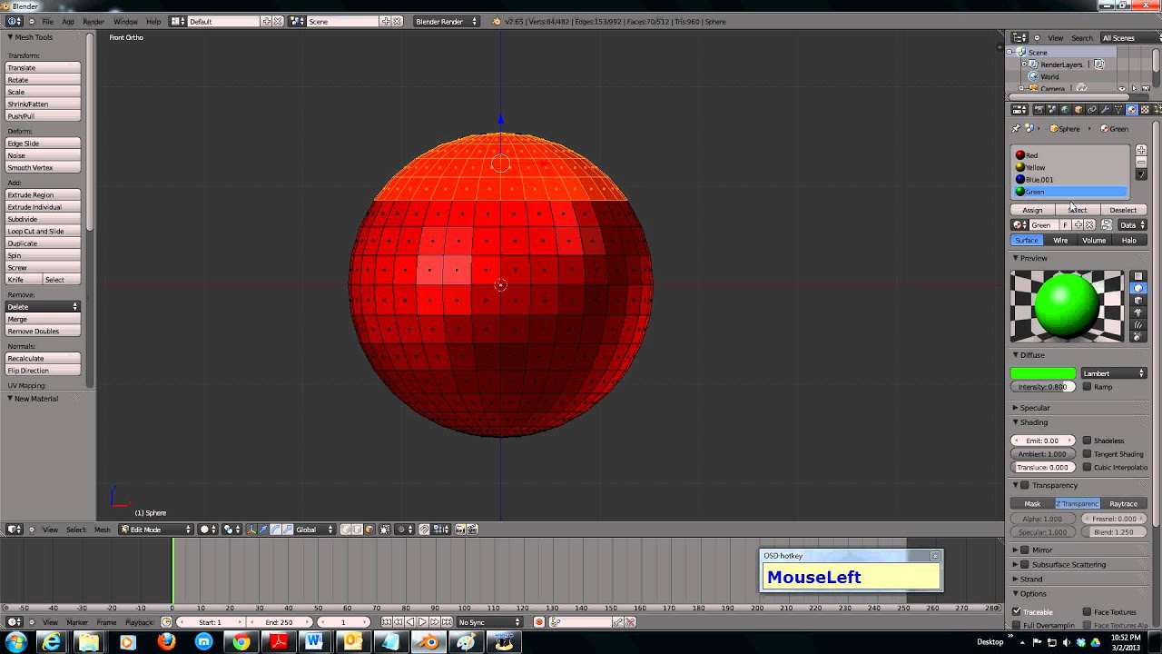 Blender 2.65 Multiple material on one object - YouTube