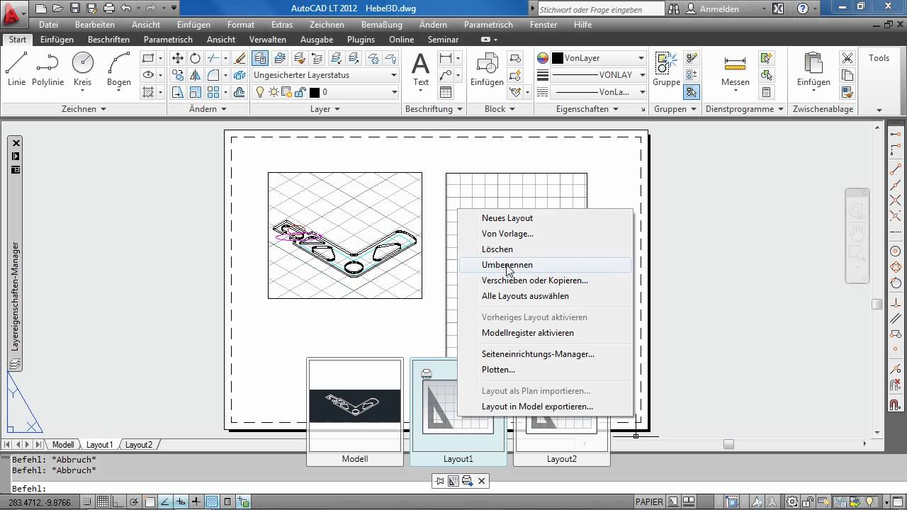 Papierbereich Plotten Autocad Lt 12 Youtube