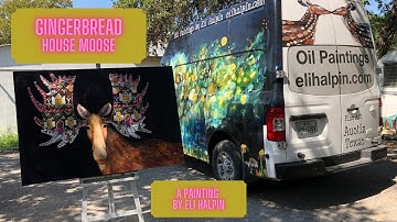 Gingerbread House Moose | A Painting By Eli Halpin