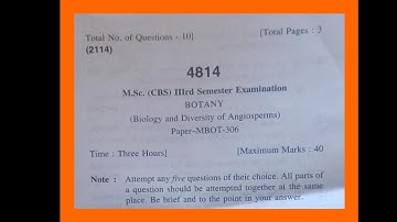 Biology and Diversity of Angiosperm (MBOT- 306)| Paper discussion (HPU)| Msc. Botany 3rd sem. 2024