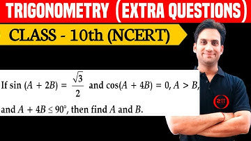 If sin(A+2B) = root3/2 and cos(A+4B) = 0, A is greater than B, and A+4B greater than or equal to 90°
