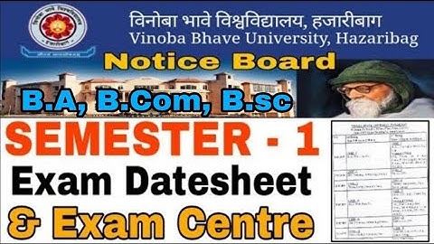 Vbu Hazaribag ug Semester-1 Examination Time-Table & Exam Centre / vbu Sessions 2018-2021