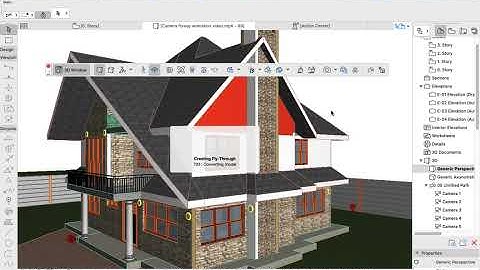 How to create a camera set fly through and video animation for Archicad 25