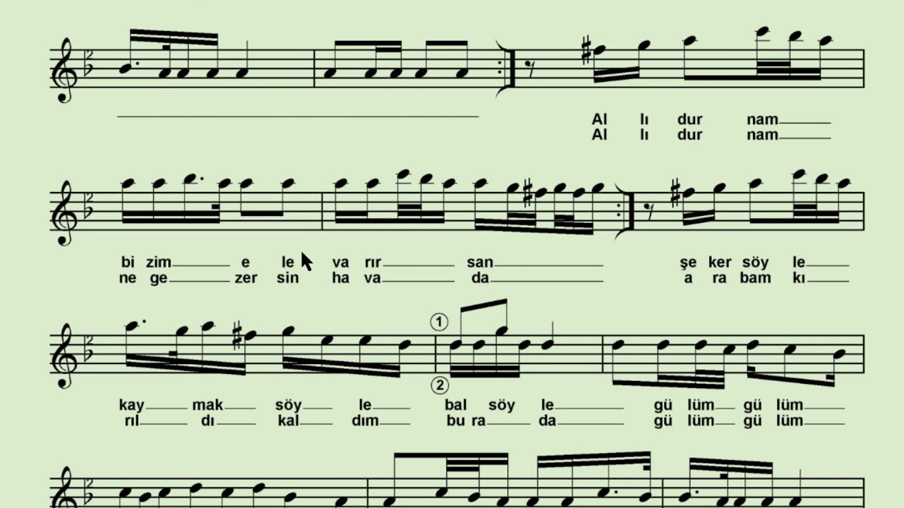 ALLI TURNAM BİZİM ELE VARIRSAN SOLFEJ