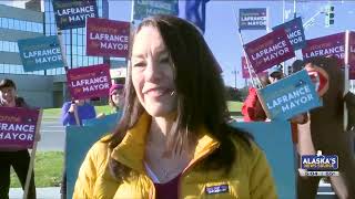 Former Anchorage Assembly Chair Suzanne LaFrance reacts to initial runoff results