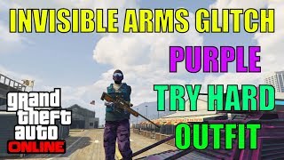 GTA 5 ONLINE INVISIBLE ARMS GLITCH PLUS PURPLE TRY HARD OUTFIT FEMALE 1.40