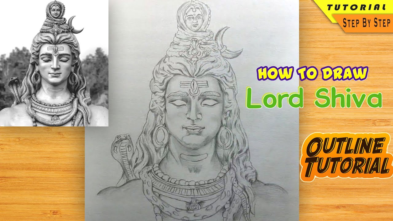How To Draw Lord Shiva Drawing Of Lord Mahadev Outline Tutorial 