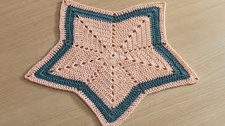 CROCHET THALPOSH - How to Crochet Baby Blanket/ Star Mandala/Sousplat -थालपोश -Crosia star design 10