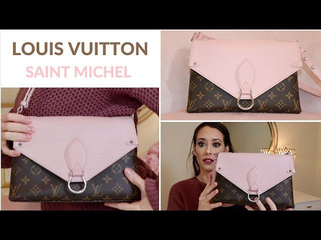 Authenticated Used Louis Vuitton Handbag Saint Michel Pink Brown Rose  Ballerina Monogram Epi M44033 Leather CA3197 LOUIS VUITTON LV Bag Flap 2way  