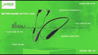 AIROX NB-42 WIRLESS NECKBANDS ORIGNAL BRAND BLUETHOOTH
