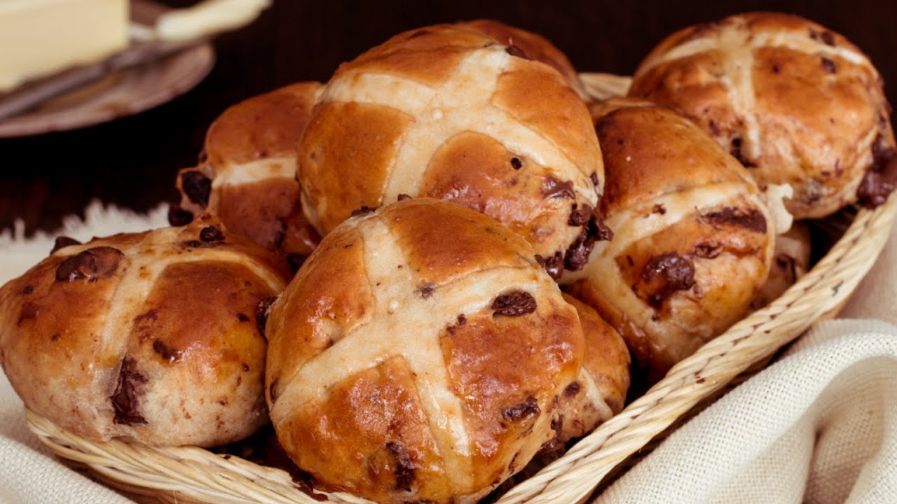 Chocolate Chunk Hot Cross Buns | Home Cooking Adventure