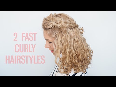 Curly hairstyles in seconds! Two fast half up hairstyles