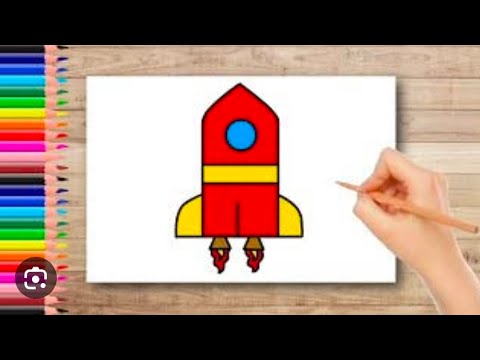 Simple Roket Cartoon easy Roket step by step 🪜 and toddlers drawing for kids - YouTube