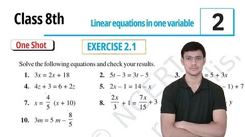 Class 8th maths l Exercise 2.1 l Chapter 2 l Linear equation in one variable l NCERT l Solution