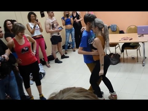 Kizomba - Sara Lopez with young boy 16 years old! social dance