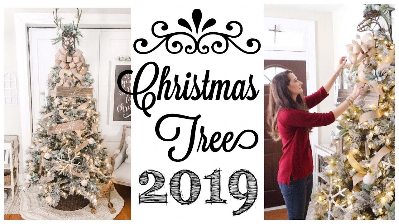 Farmhouse Christmas Tree Decorate With Me Youtube Farmhouse Christmas Tree Christmas Tree Decorations Farmhouse Christmas
