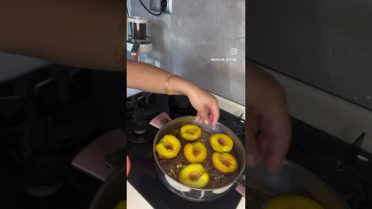 Dondurmalı Karamelize Şeftali Tarifi 🍑🍨 | Pratik ve Şık Tatlı!  #evyemekleri #tatlıtarifleri