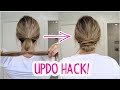 Easy updo hack you need to try medium  long hair updo tutorial  wedding updo  romantic updo