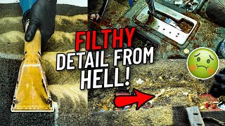 FILTHY Complete Disaster Car Detailing Restoration! Deep Cleaning A Filthy Nissan Frontier