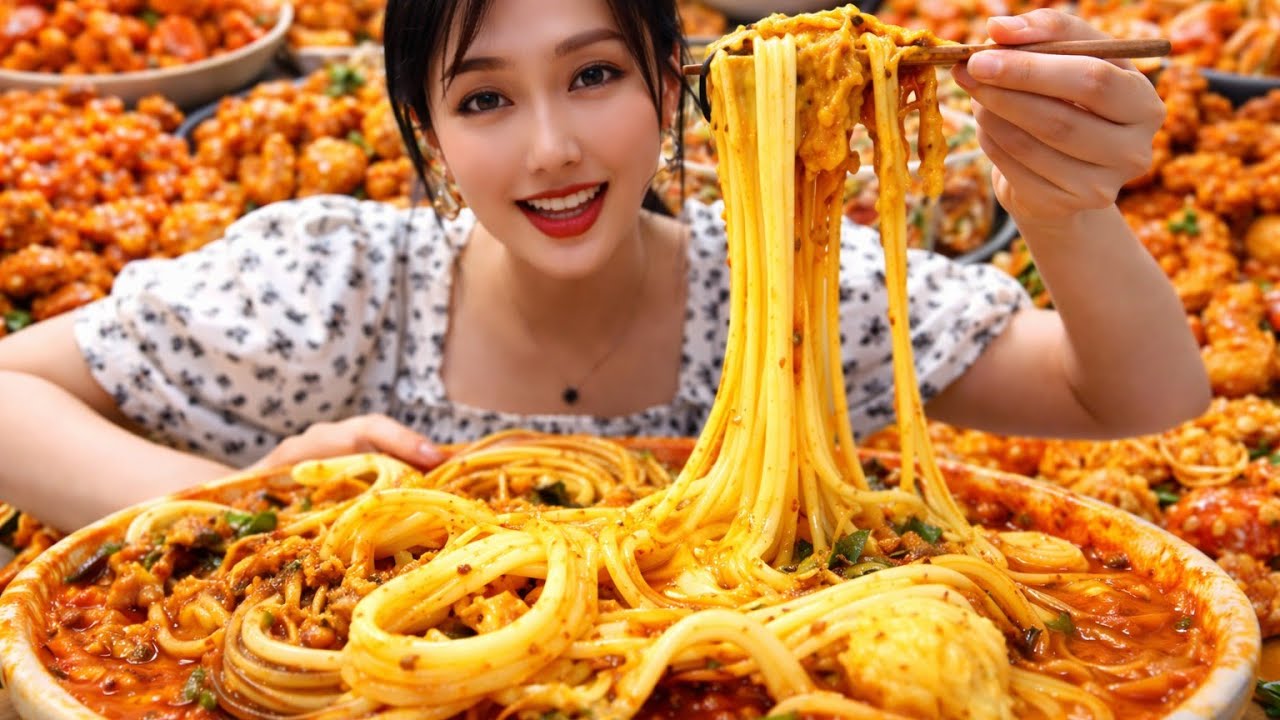 Epic Cheese Pull Noodles Mukbang! 🤤 ASMR Eating Show 
