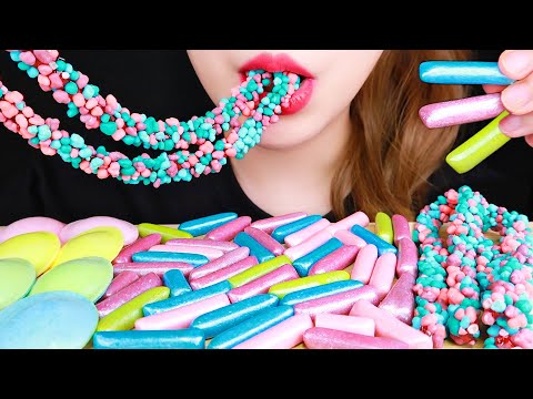 ASMR MERMAID JELLY CANDY, NERD ROPE, UFO CANDY수수깡 젤리, 로프젤리, 우주캔디 먹방 EATING SOUNDS MUKBANG NO TALKING