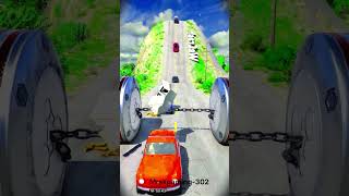 Cars 2 Barrier Bollards Chain Crash - BeamNG.drive