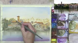 Best way to paint a collection of buildings in watercolours. screenshot 4