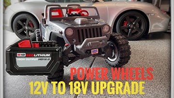 Best easy how to modify Power Wheels Jeep Hurricane 12 Volt to 18V conversion Power Upgrade Review