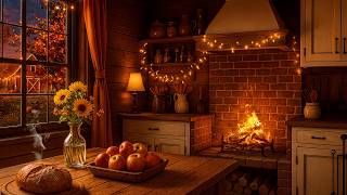 🍂🔥 Autumn Farmhouse Kitchen | Cozy Fireplace & Relaxing Cooking Sounds