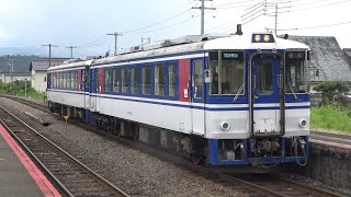 【4K】JR因美線　普通列車HOT3500形気動車　HOT3501+HOT3506　郡家駅到着