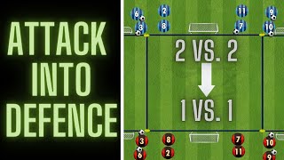 Attack Into Defense Transition | 2 vs 2 into 1 vs 1 | Football\/Soccer