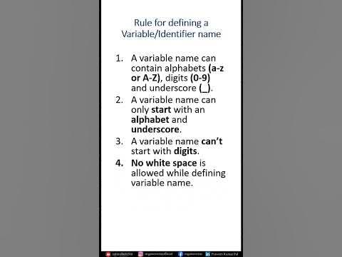 #9 - Rules of Creating Variables/Identifier names in Python | Python ...