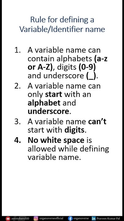 #9 - Rules of Creating Variables/Identifier names in Python | Python ...