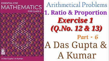 ICSE Mathematics| Class 6| Solution| Arithmetical Problems| 1 Ratio| Part-6| Amarclasses #icse #math