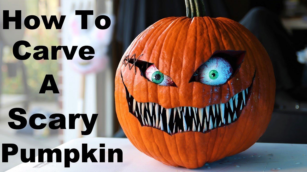 How To Carve A Simple And Scary Pumpkin Face 2 Youtube