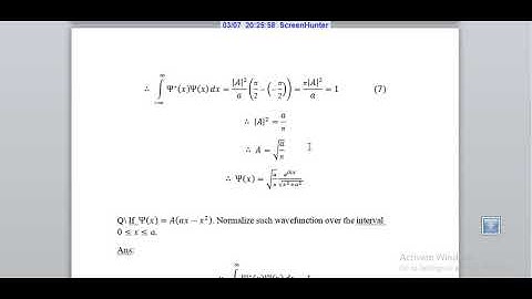 Solution to H W  3 and 4 in Lecture 5, normalization of wavefunction