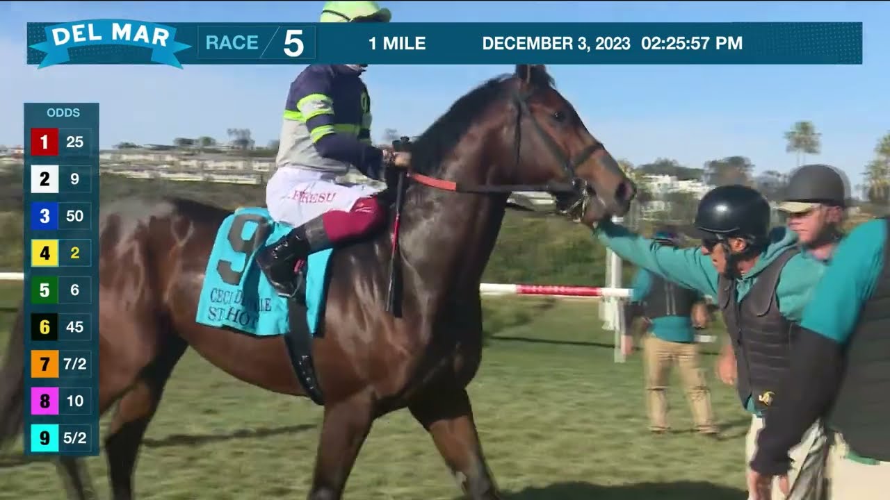 Stay Hot wins the Cecil B. Demille Stakes Gr.III race 5 at Del Mar 12/3/23.
