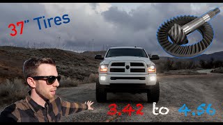 Comparing from a 3.42 gear ratio to a 4.56 on the RAM 2500 with 37 inch tires!