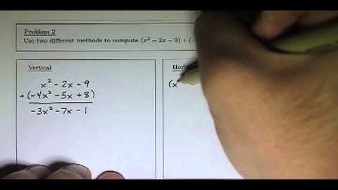 Two Methods for Adding Polynomials - Problem 2
